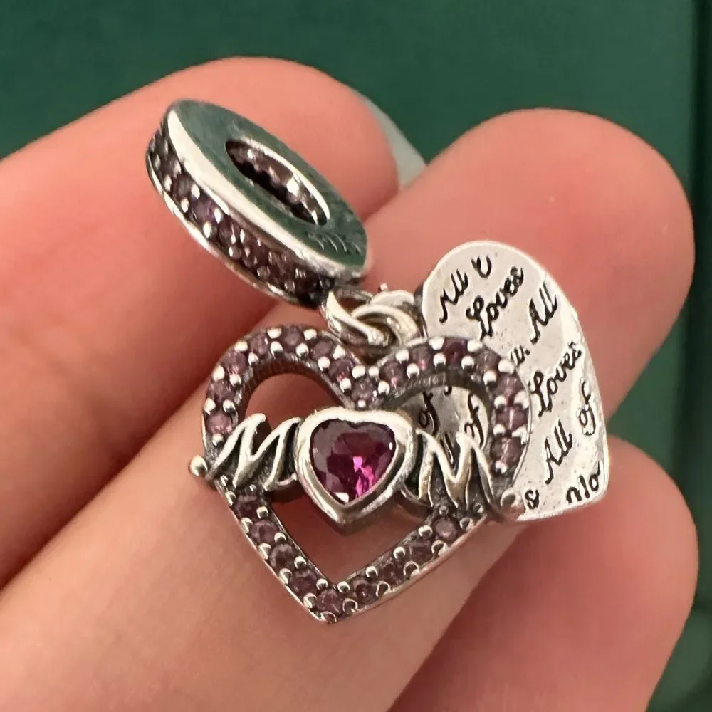 NWOT Mom Heart Pink Silver Pandora FIT Charm